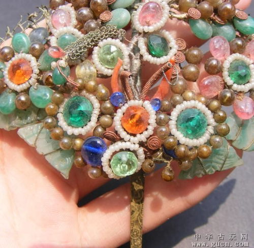 跑地皮 收藏級(jí)精品古代老首飾 清代.老裝飾珊瑚翡翠寶石琉璃蝴蝶型大鳳簪