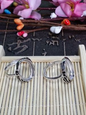 琥珀戒托 空托 925銀復古 鑲嵌蜜蠟銀托批發 活口戒指托11.5*15.5